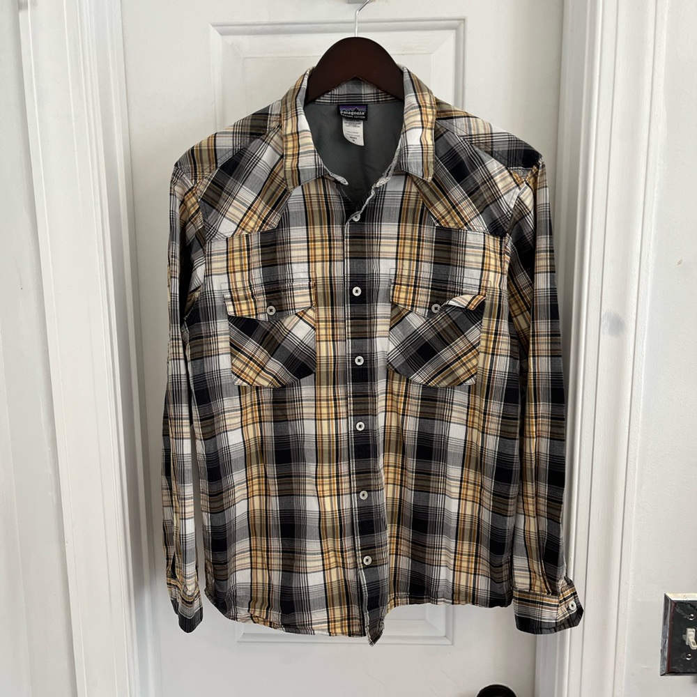 Men’s Patagonia Organic Cotton Plaid Button Down Sz M